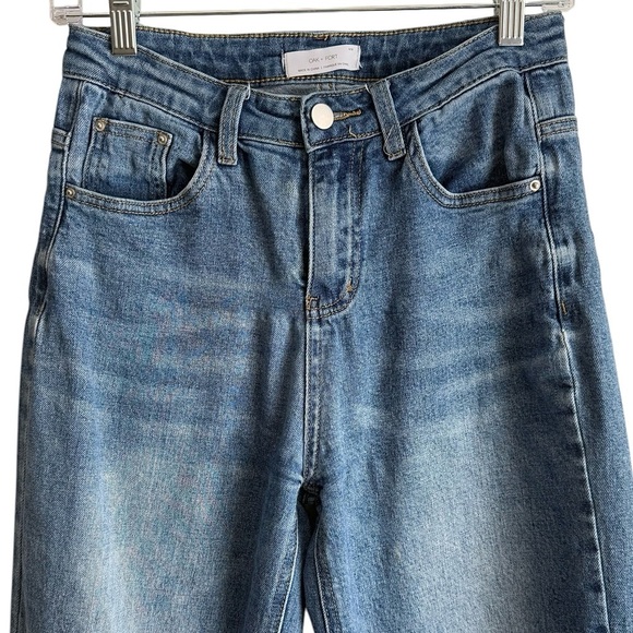 OAK + FORT Wide Leg High Rise 25” Crop Denim Jeans Size 26/Medium - Picture 3 of 10
